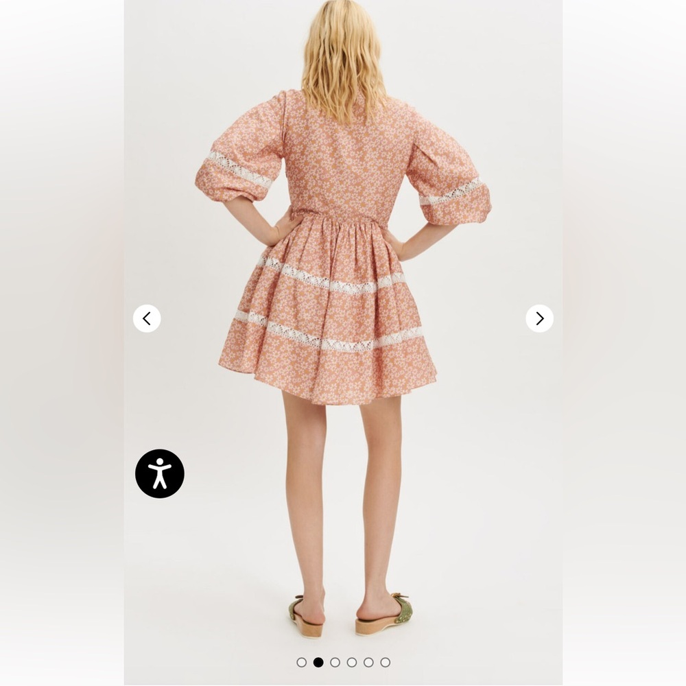 NWT Maje Linen Blend Rayanik Elegant Pink Floral Dress - Picture 5 of 12